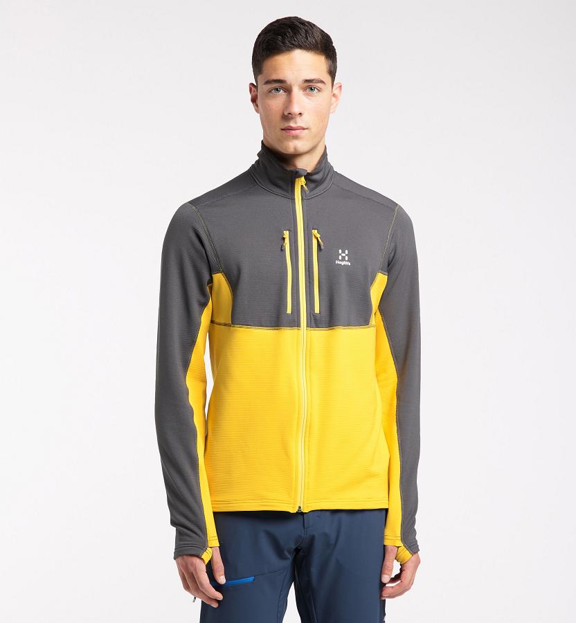 Haglöfs Mens Roc Sheer Mid Layer Black Yellow New Zealand 91280CAQS
